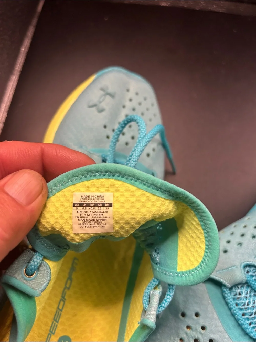 Under Armour Women's Teal Athletic Sneakers with Yellow Highlights